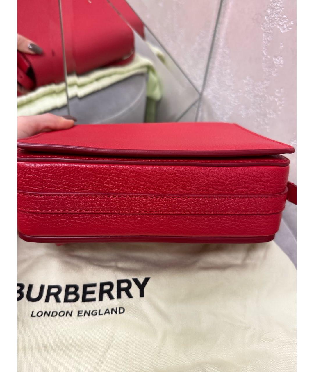 BURBERRY Красная кожаная сумка через плечо, фото 4