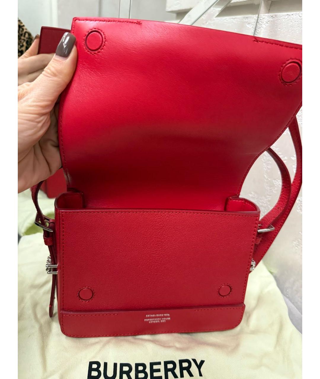 BURBERRY Красная кожаная сумка через плечо, фото 3