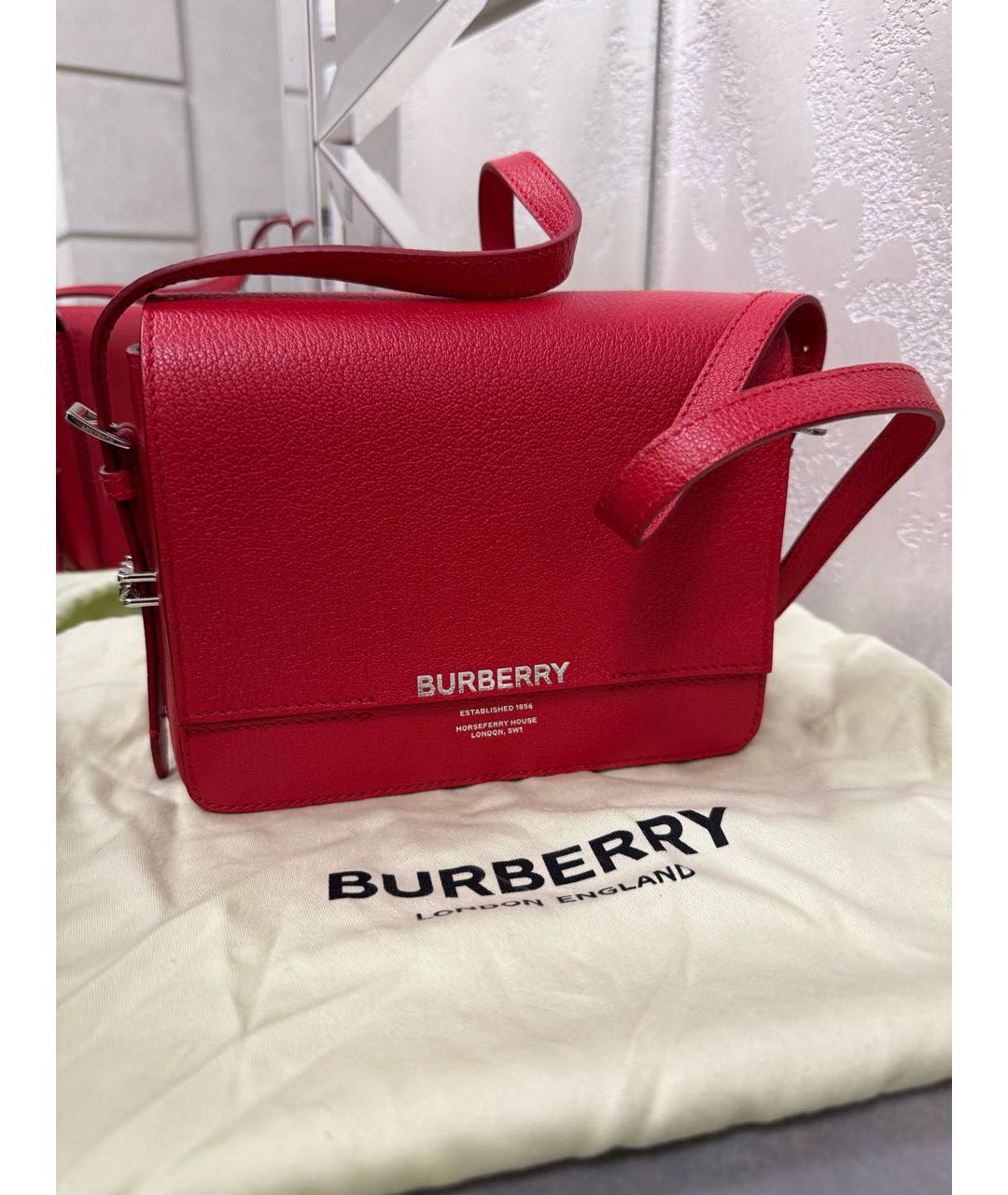 BURBERRY Красная кожаная сумка через плечо, фото 5