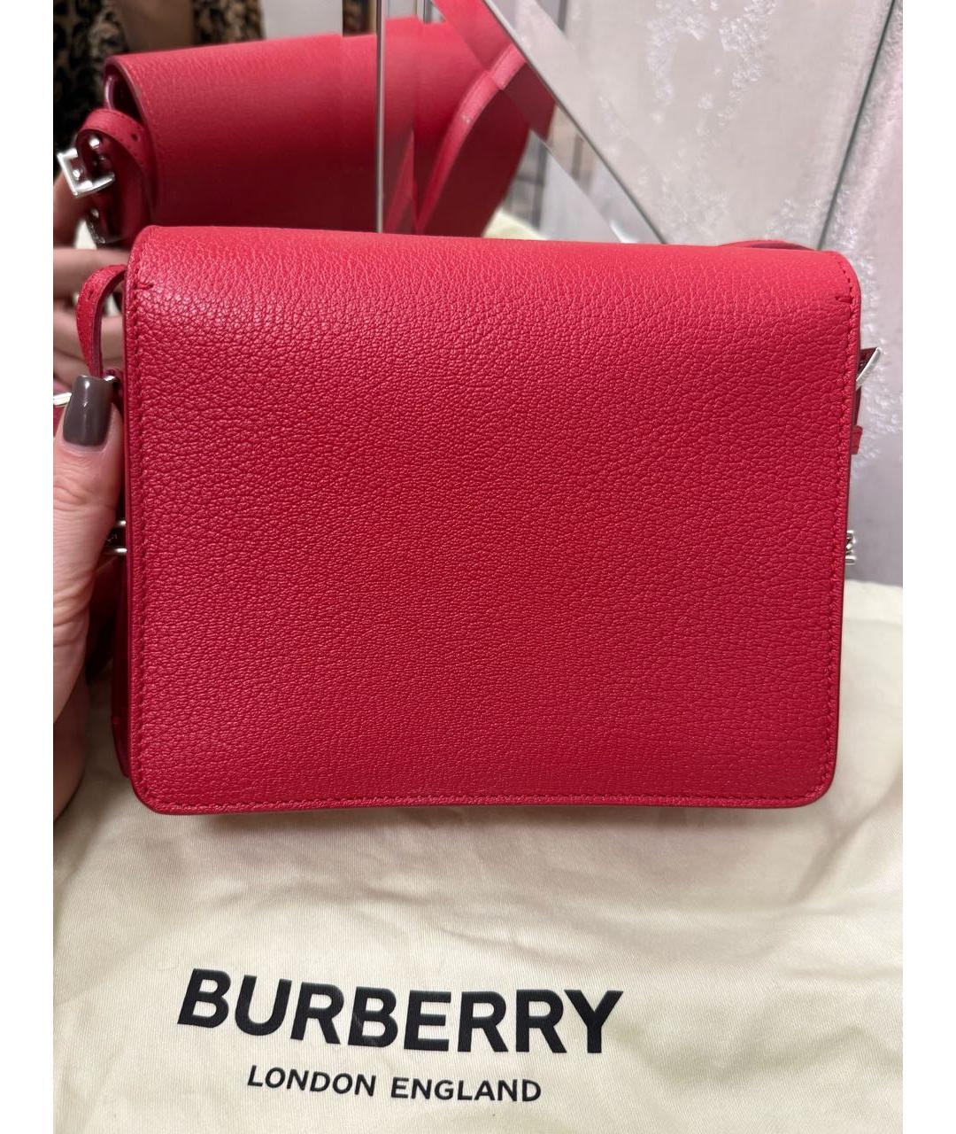 BURBERRY Красная кожаная сумка через плечо, фото 2