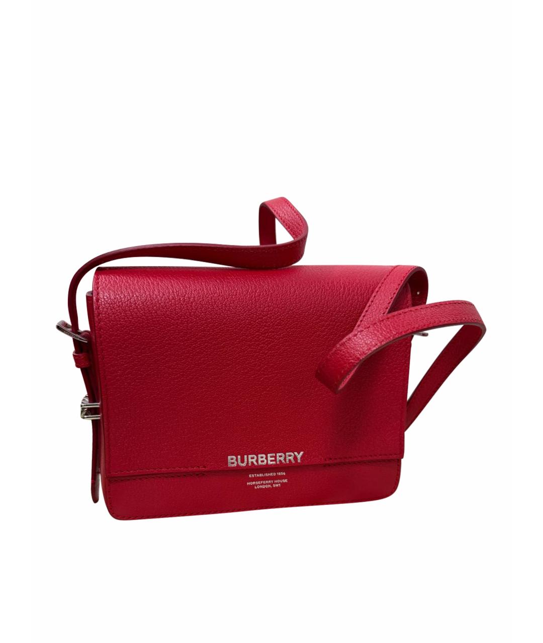 BURBERRY Красная кожаная сумка через плечо, фото 1