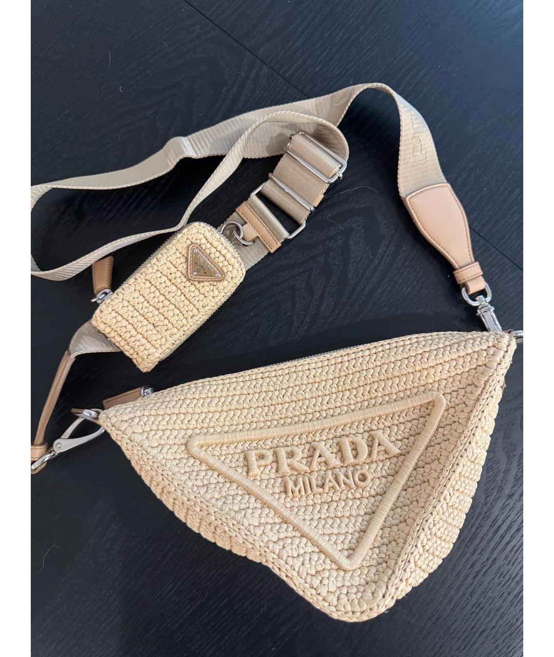 PRADA Бежевая пелетеная сумка через плечо, фото 2
