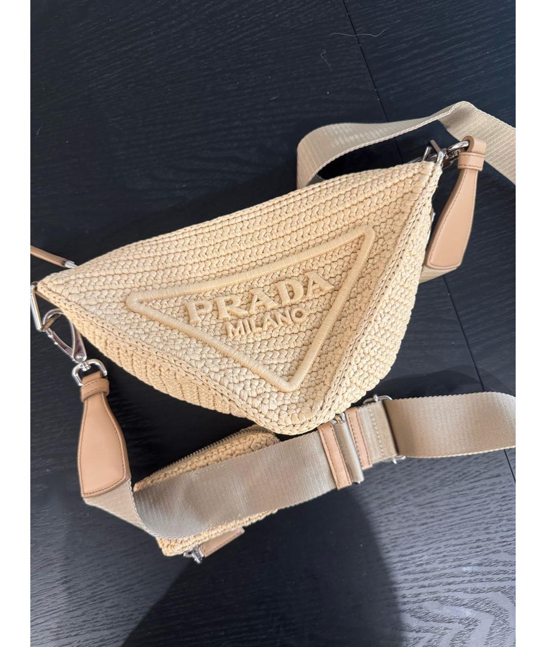 PRADA Бежевая пелетеная сумка через плечо, фото 3