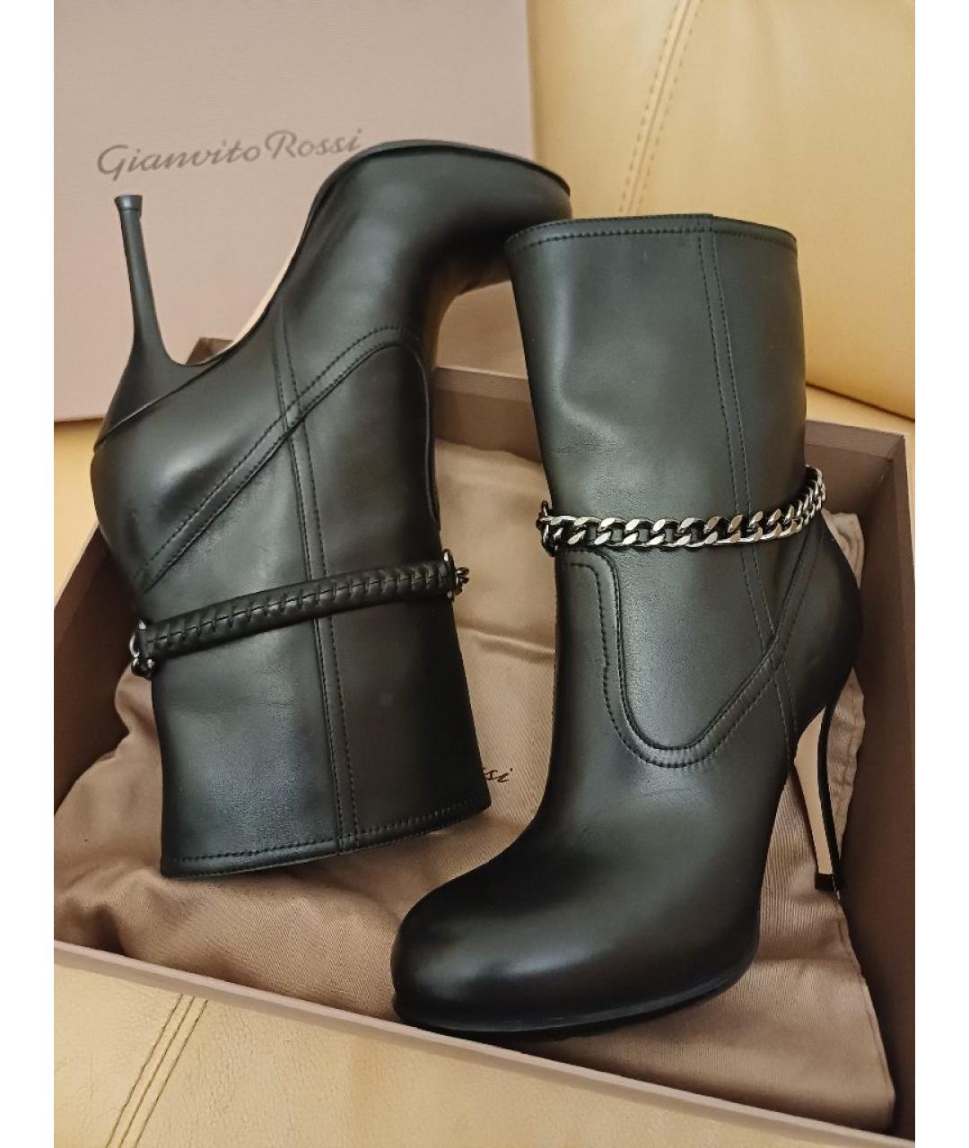 GIANVITO ROSSI Черные кожаные ботильоны, фото 4