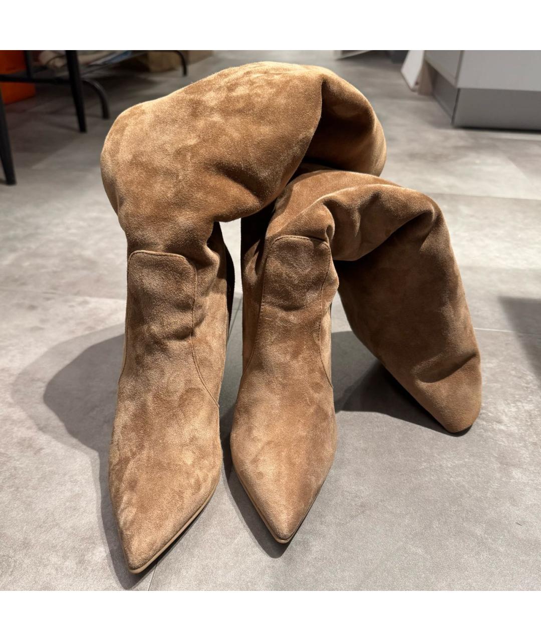 GIANVITO ROSSI Бежевые замшевые сапоги, фото 3