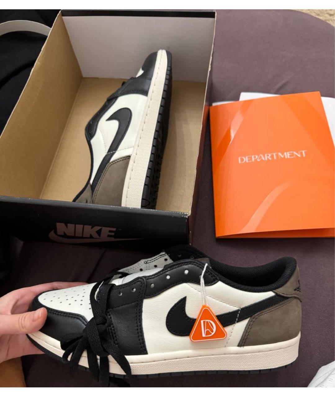 JORDAN Белые кожаные низкие кроссовки / кеды, фото 3