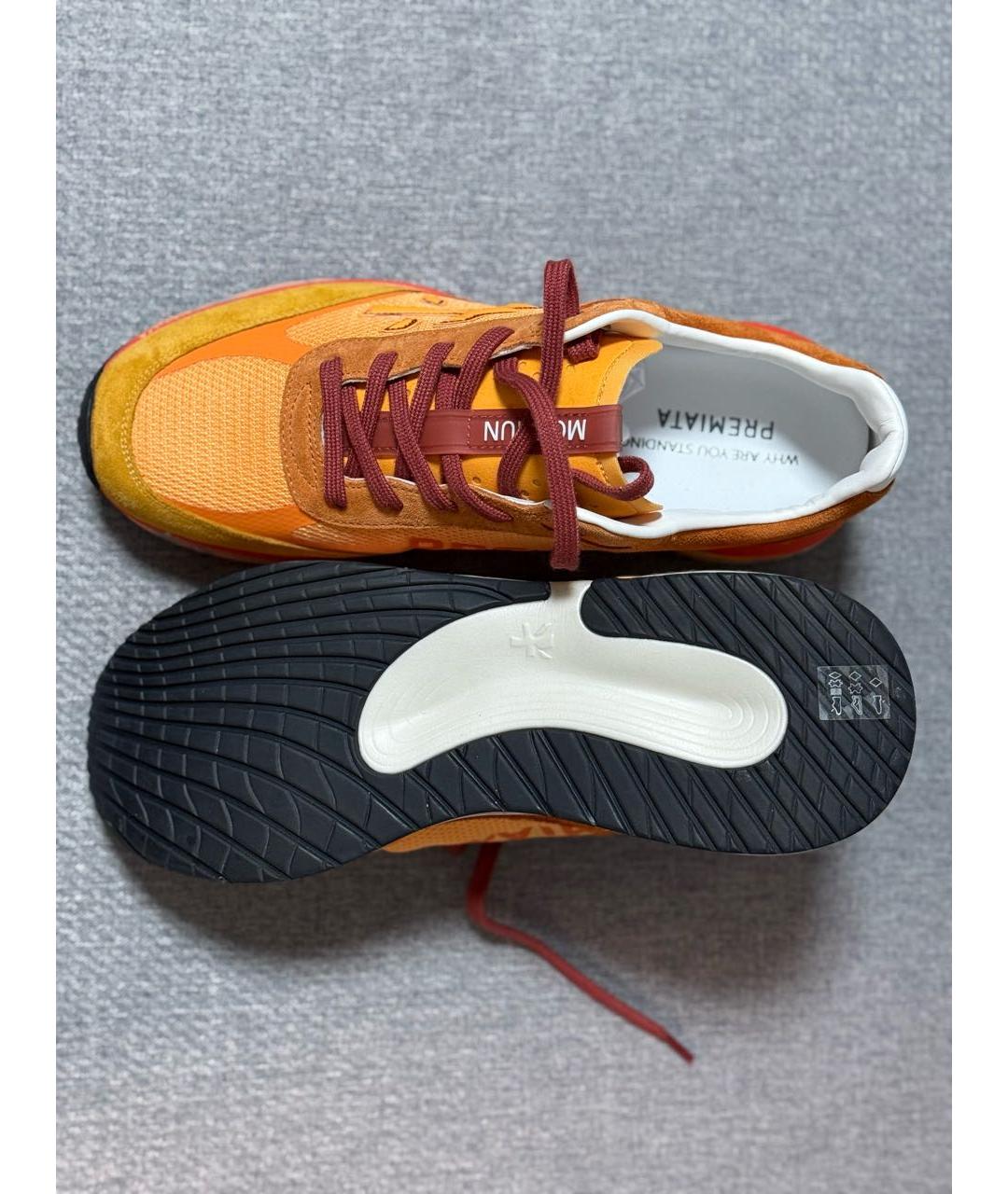 PREMIATA Оранжевое текстильные низкие кроссовки / кеды, фото 5