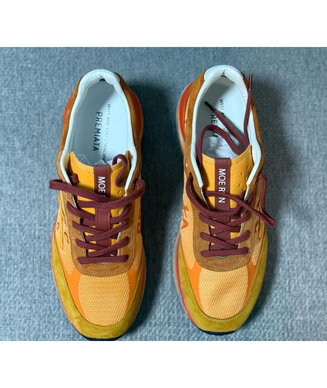 PREMIATA Оранжевое текстильные низкие кроссовки / кеды, фото 2