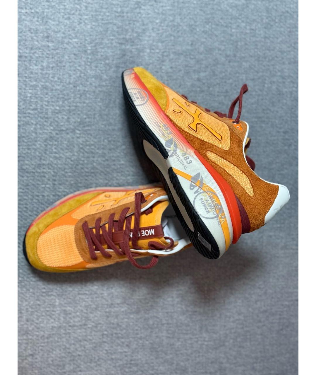 PREMIATA Оранжевое текстильные низкие кроссовки / кеды, фото 3