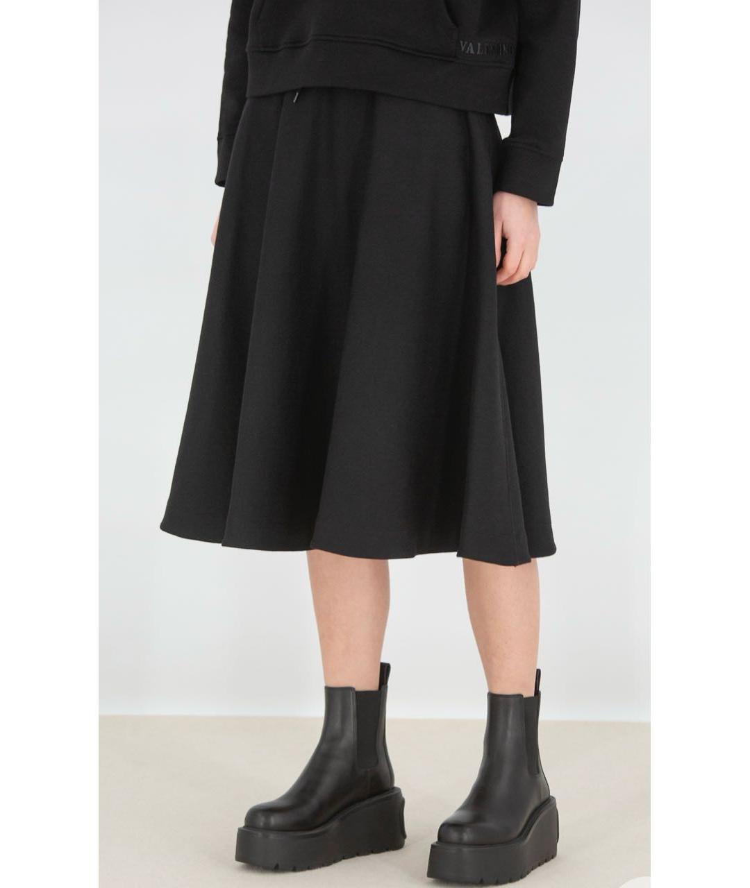 VALENTINO Черная хлопковая юбка миди, фото 3