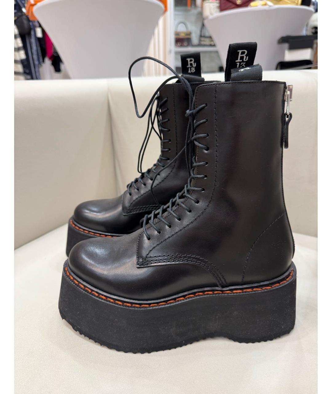 R13 Черные кожаные ботинки, фото 5