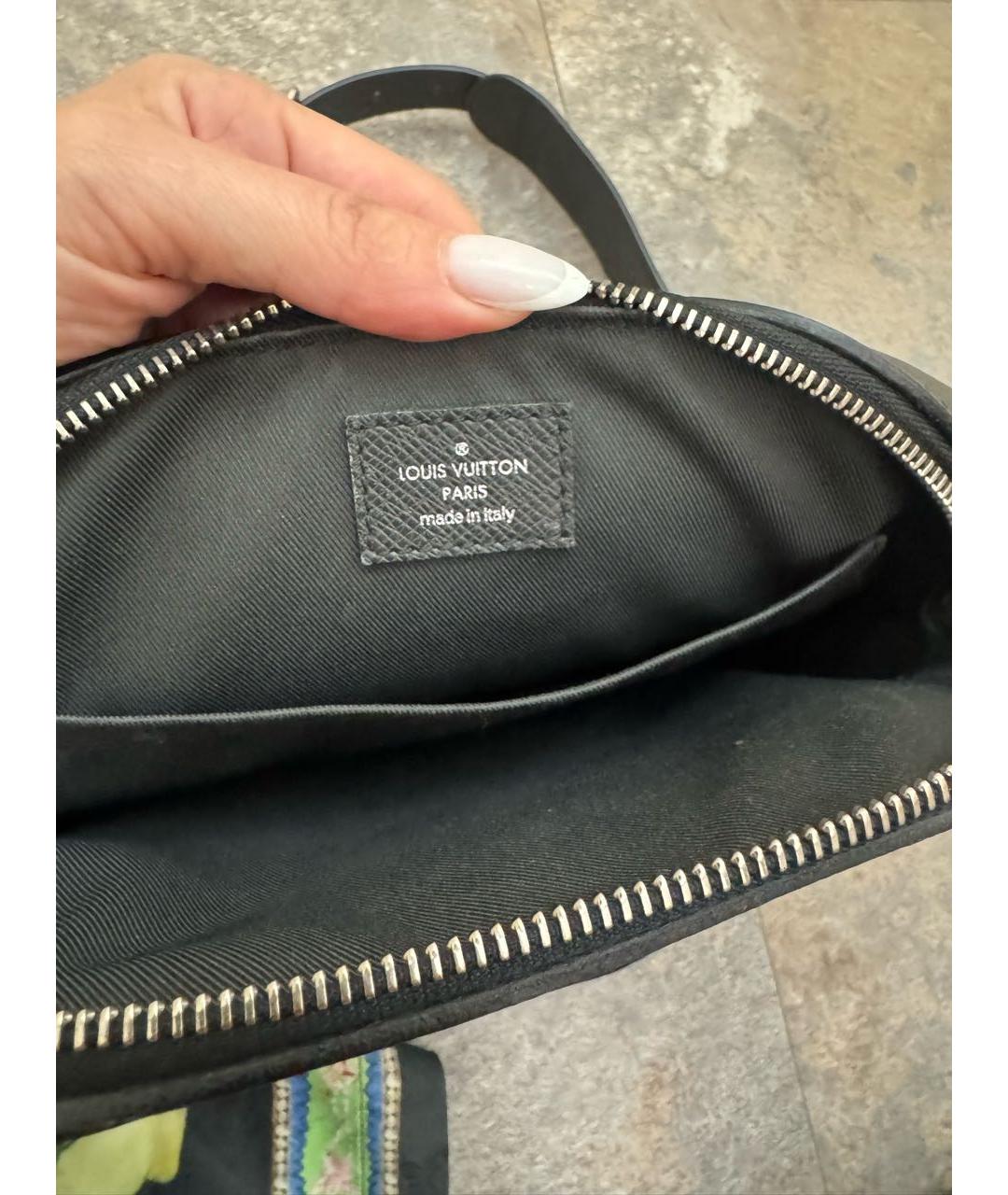 LOUIS VUITTON Черная кожаная сумка на плечо, фото 3