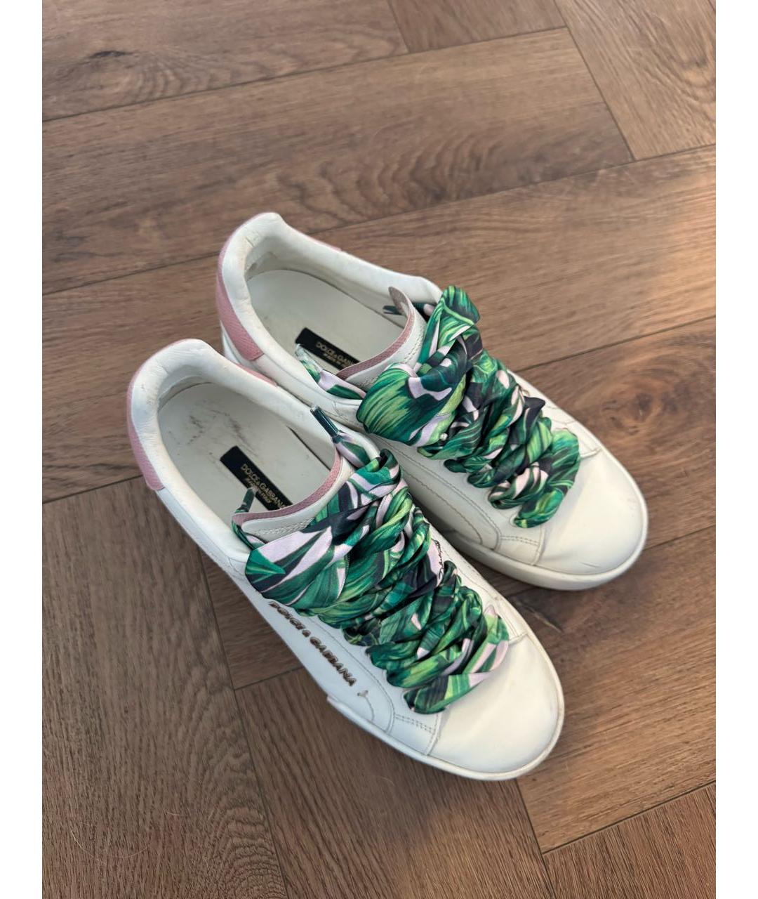 DOLCE&GABBANA Белые кожаные кеды, фото 4