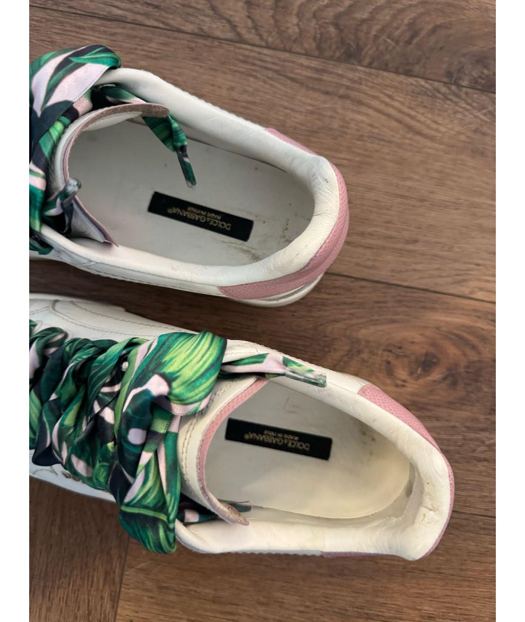 DOLCE&GABBANA Белые кожаные кеды, фото 3