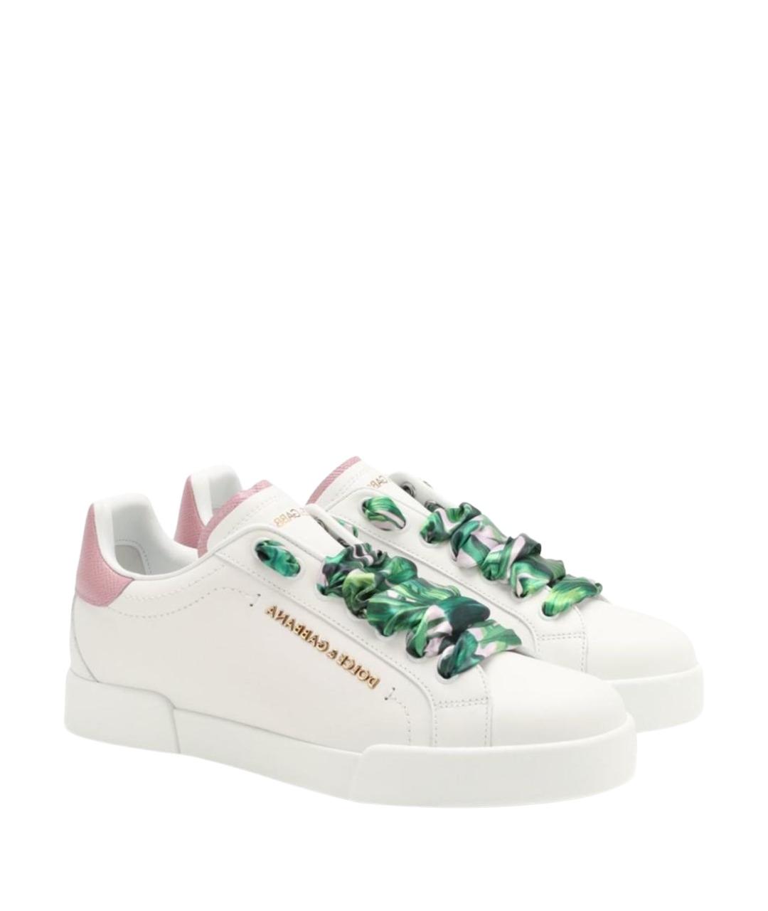 DOLCE&GABBANA Белые кожаные кеды, фото 1