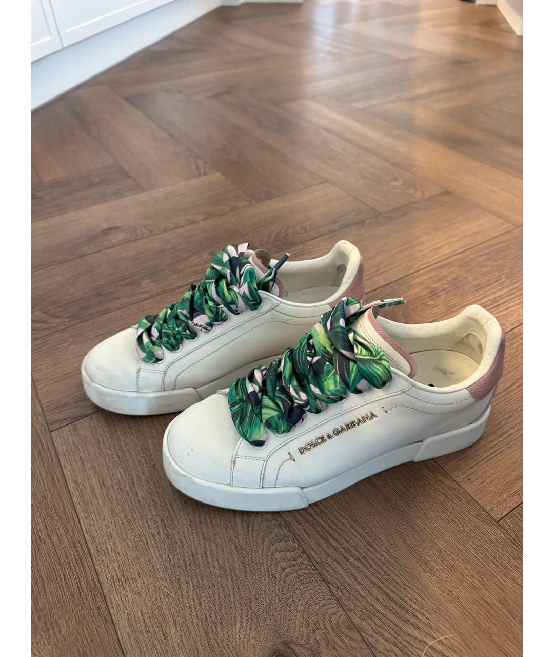 DOLCE&GABBANA Белые кожаные кеды, фото 2