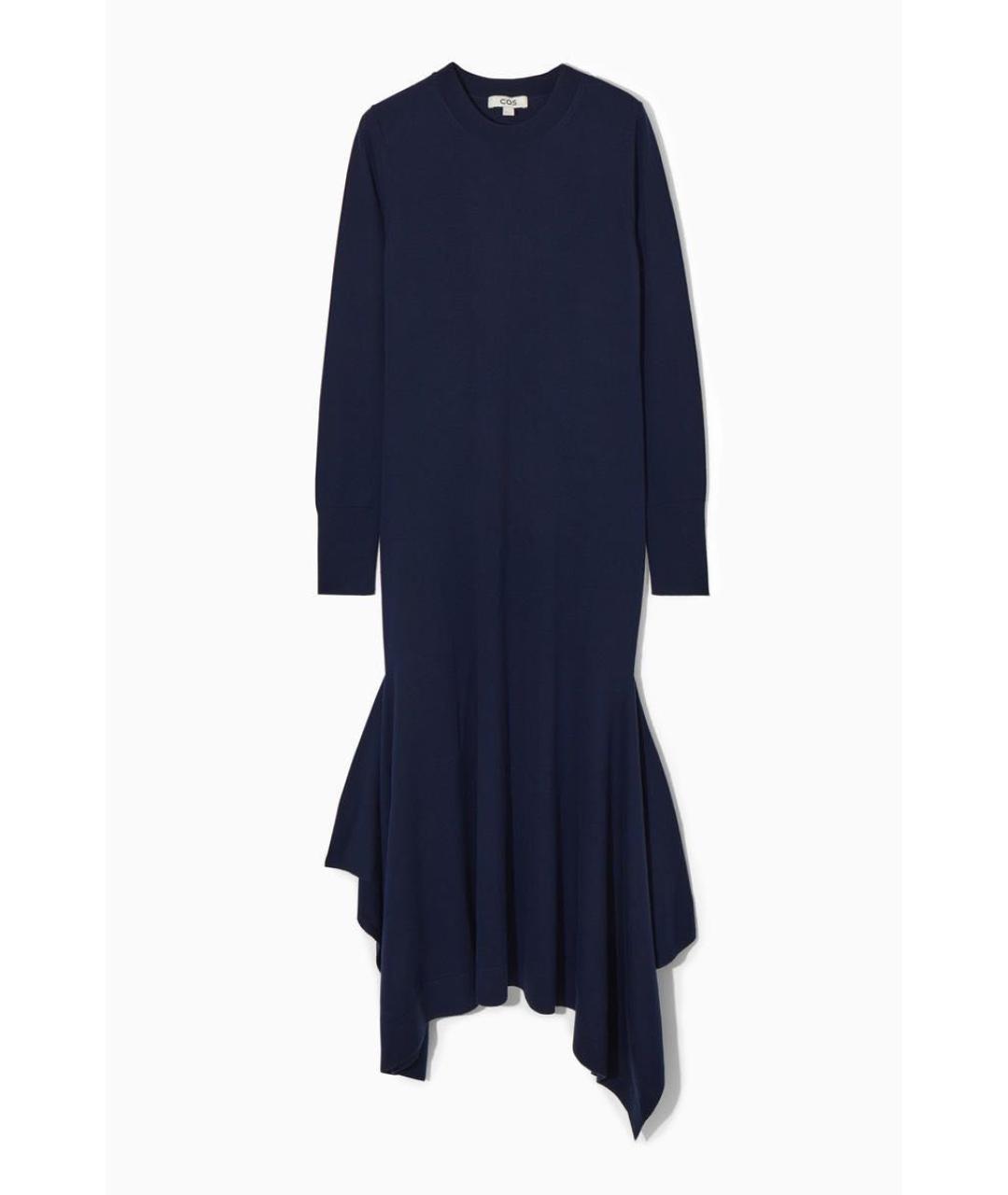 COS Синее шерстяное повседневное платье, фото 9