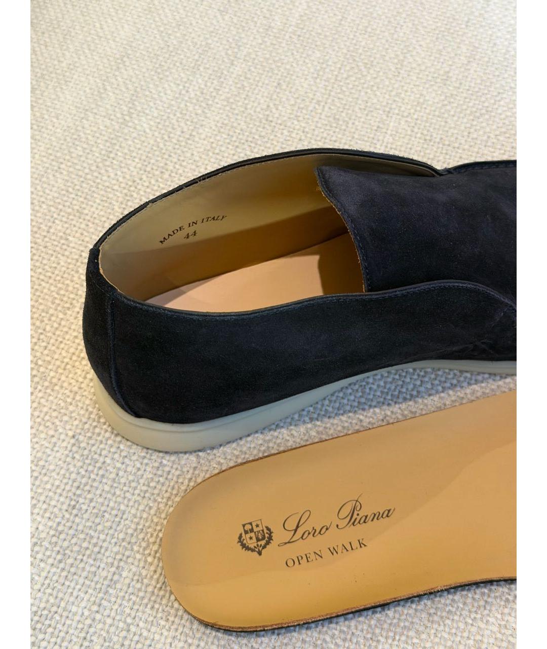 LORO PIANA Темно-синие замшевые лоферы, фото 4