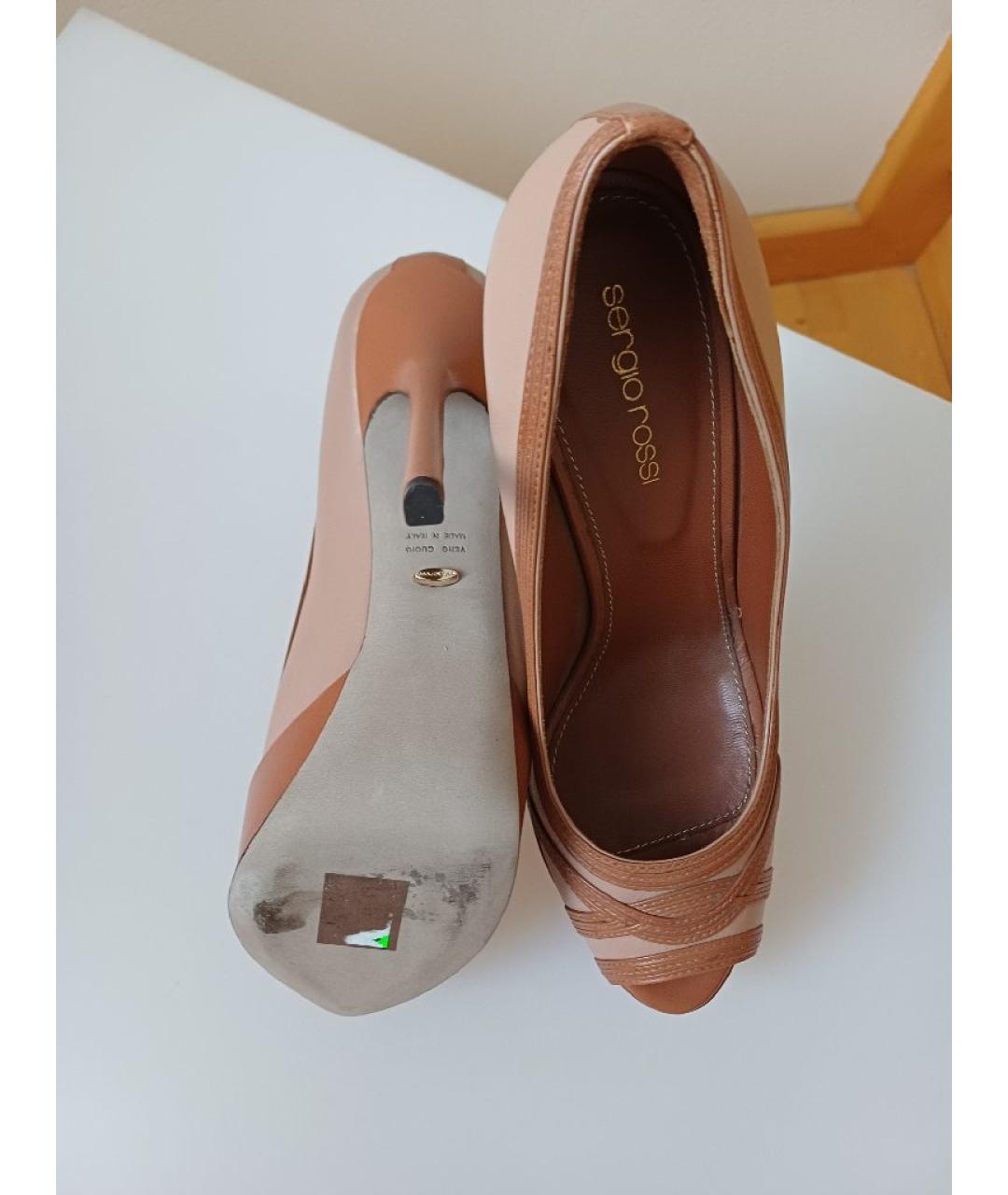 SERGIO ROSSI Бежевые кожаные туфли, фото 9