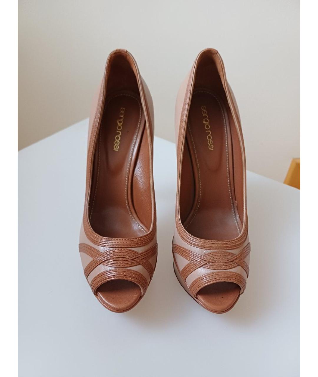 SERGIO ROSSI Бежевые кожаные туфли, фото 7