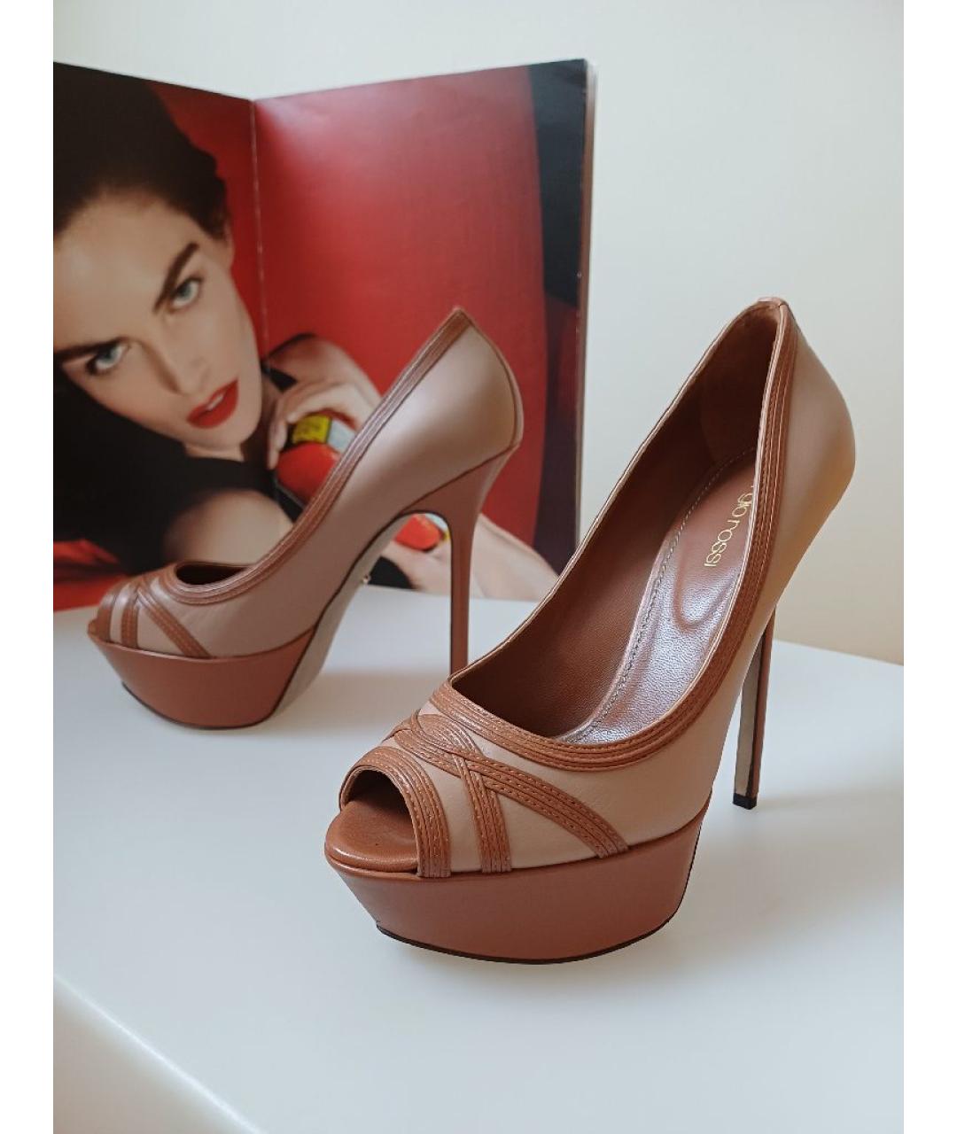 SERGIO ROSSI Бежевые кожаные туфли, фото 2