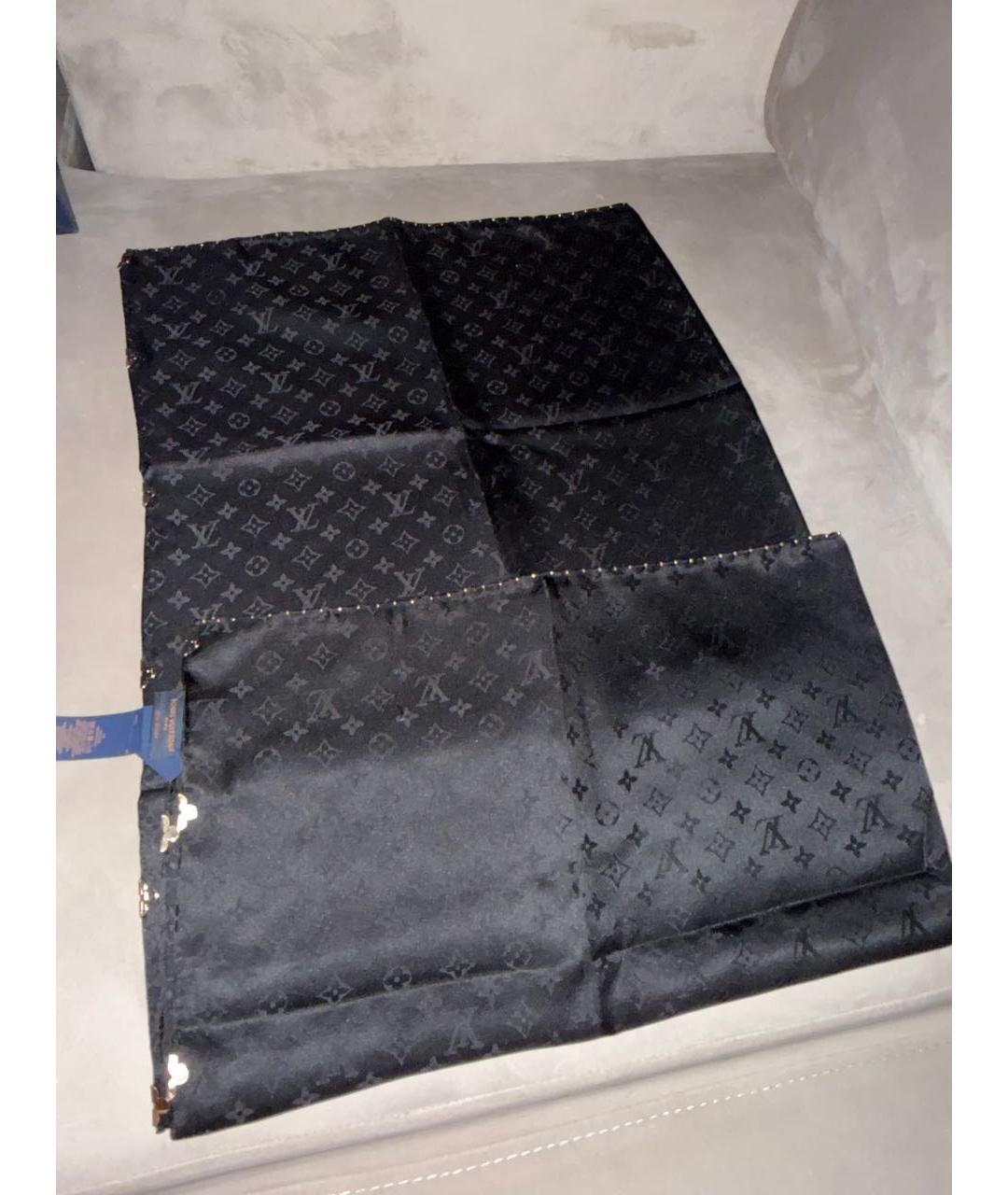 LOUIS VUITTON Черный шелковый платок, фото 6