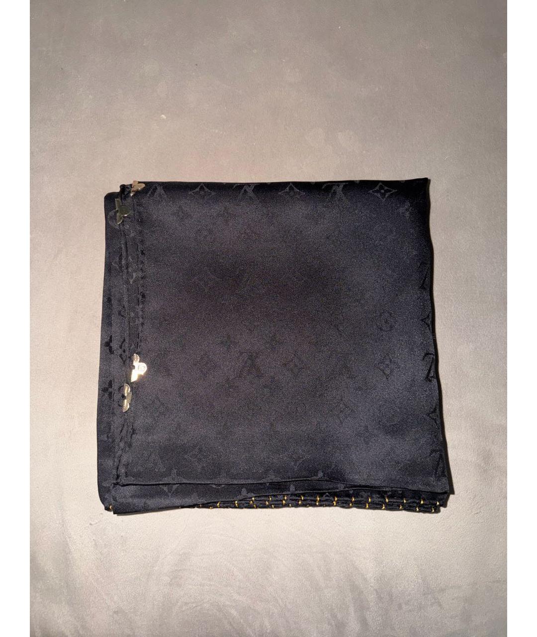 LOUIS VUITTON Черный шелковый платок, фото 9