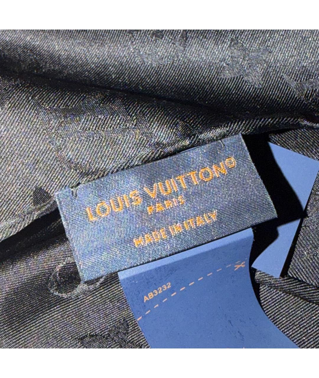 LOUIS VUITTON Черный шелковый платок, фото 3