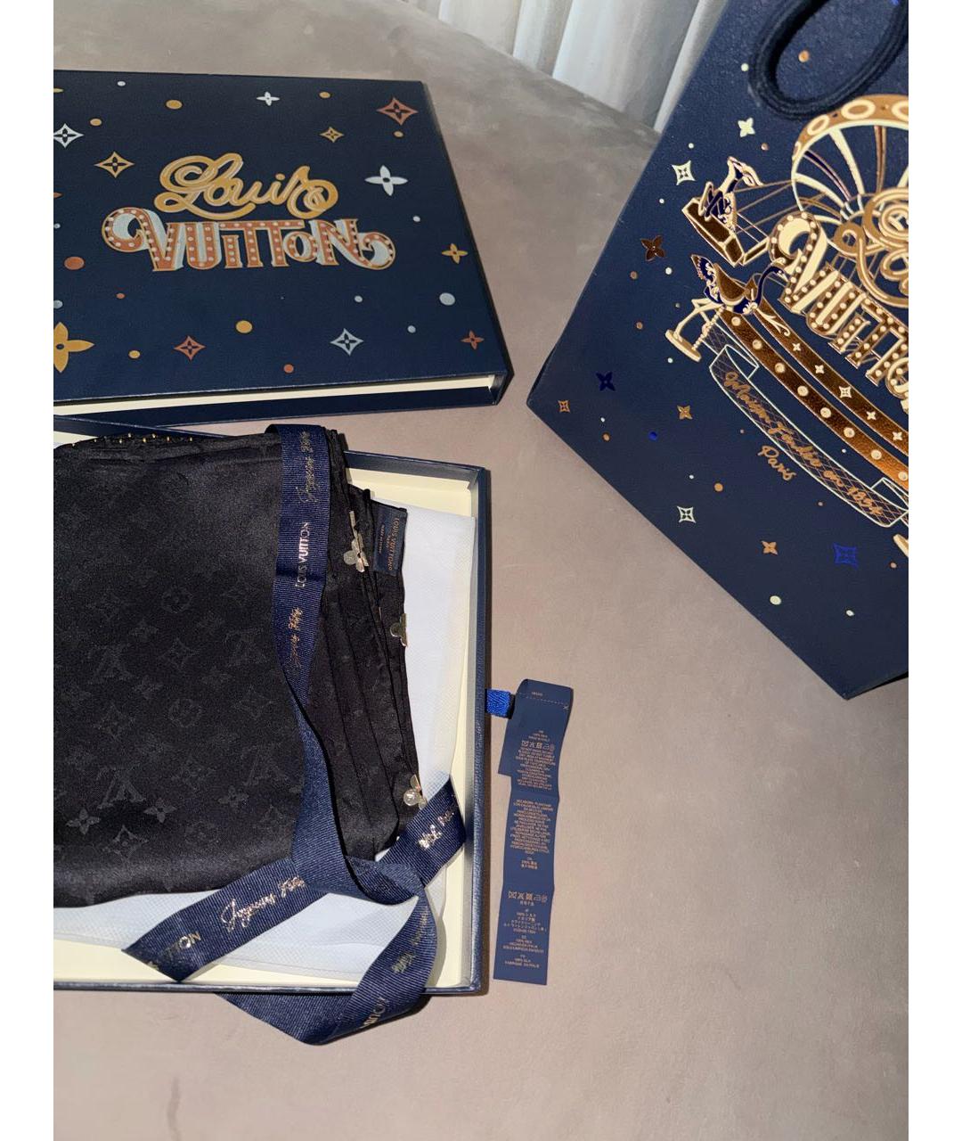 LOUIS VUITTON Черный шелковый платок, фото 8