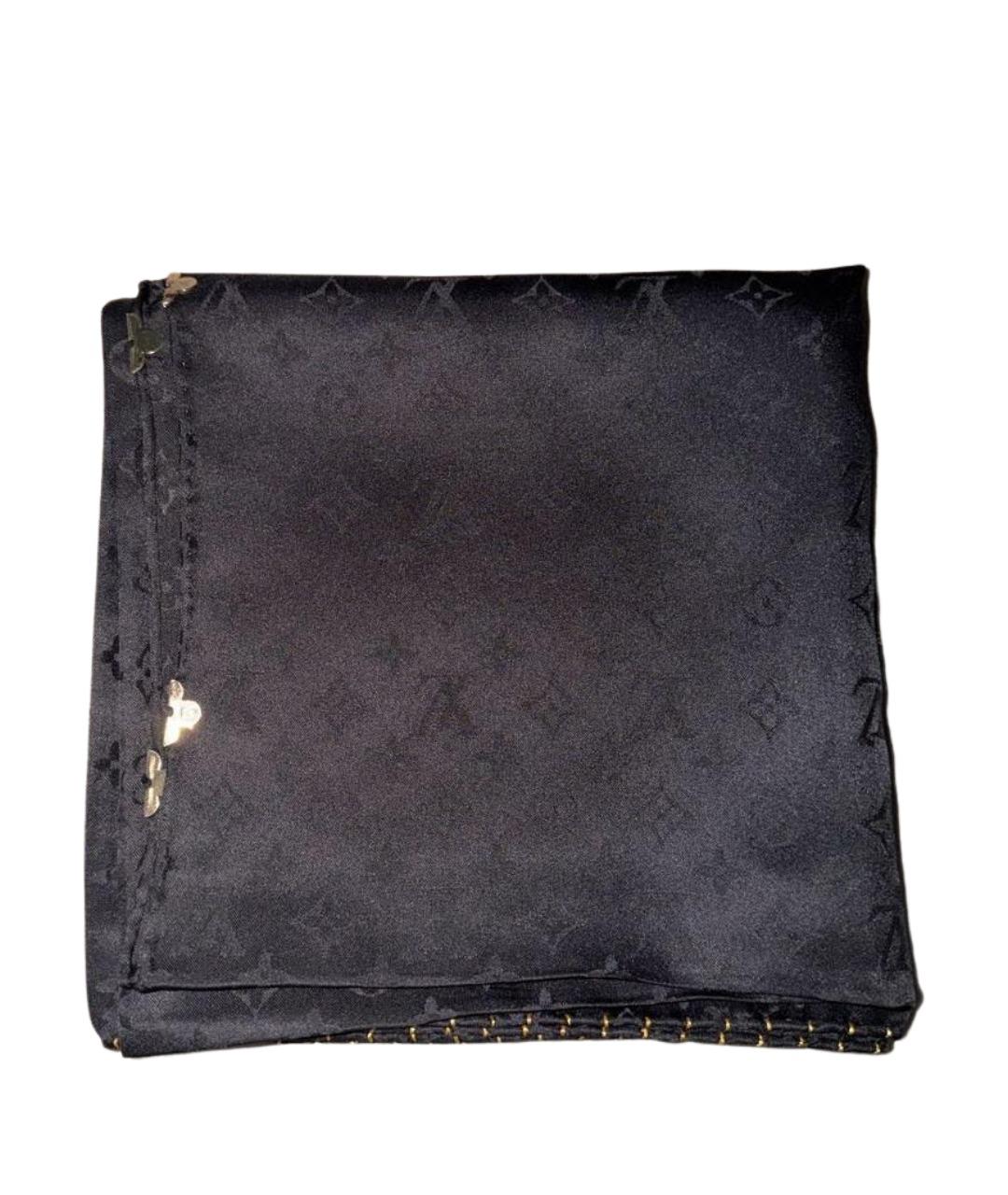 LOUIS VUITTON Черный шелковый платок, фото 1