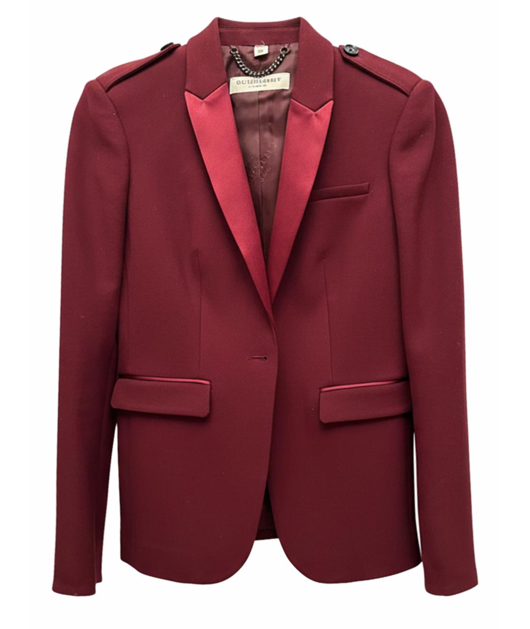 BURBERRY Бордовый вискозный жакет/пиджак, фото 1
