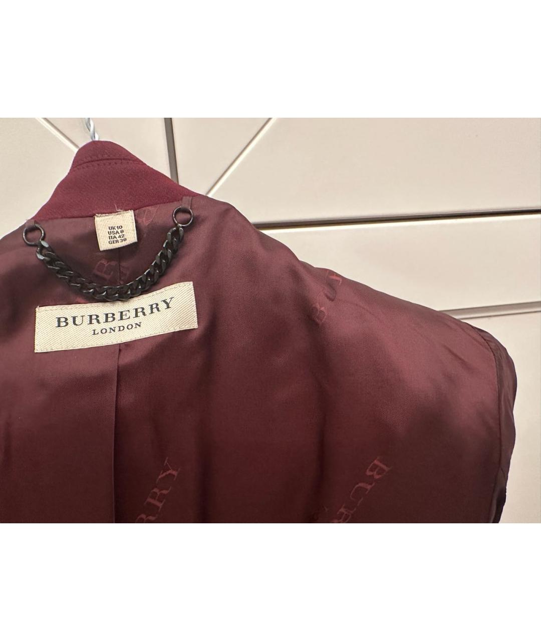 BURBERRY Бордовый вискозный жакет/пиджак, фото 3