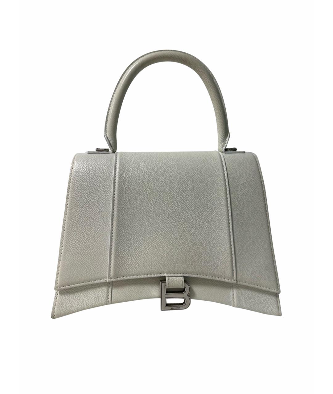 BALENCIAGA Белая кожаная сумка с короткими ручками, фото 1