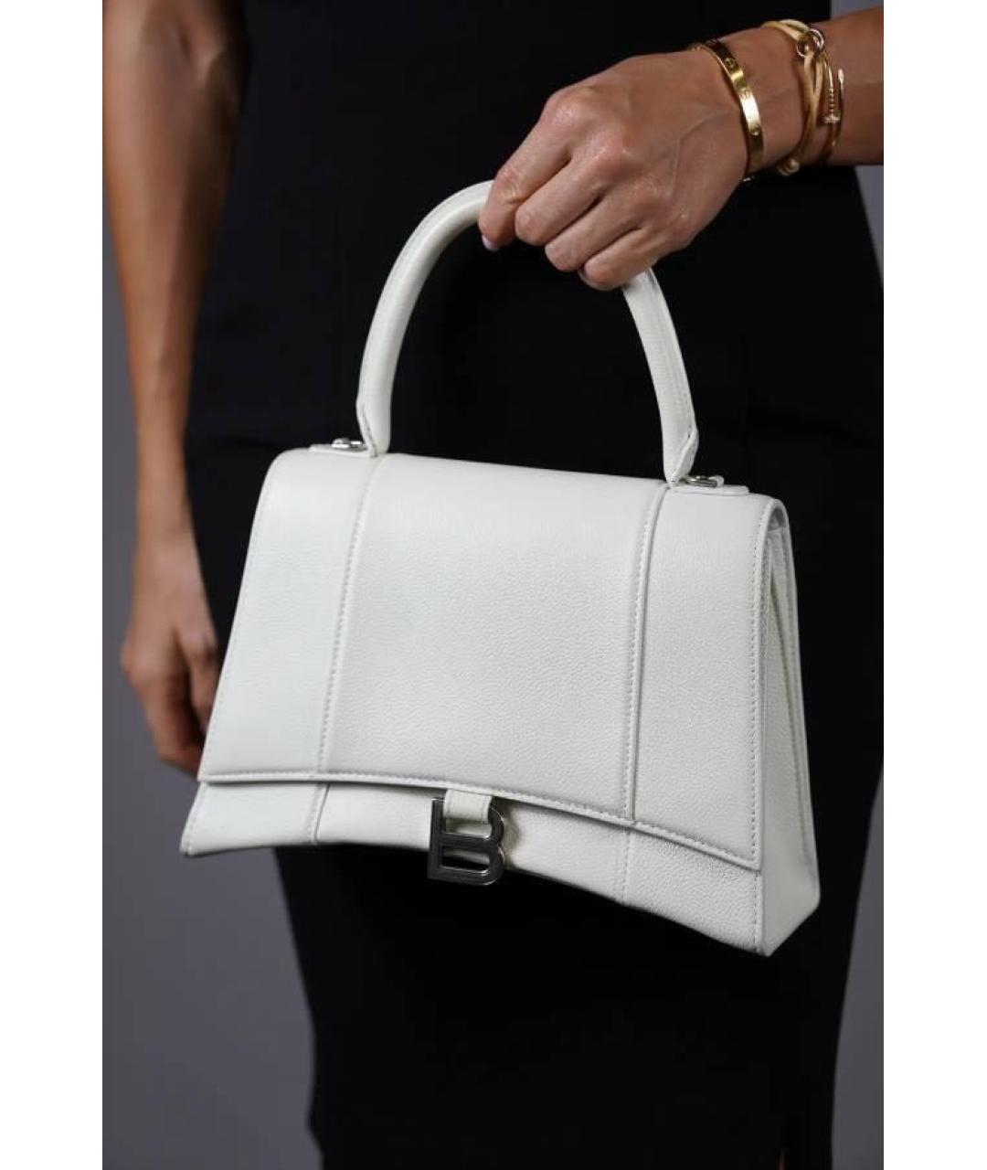 BALENCIAGA Белая кожаная сумка с короткими ручками, фото 2