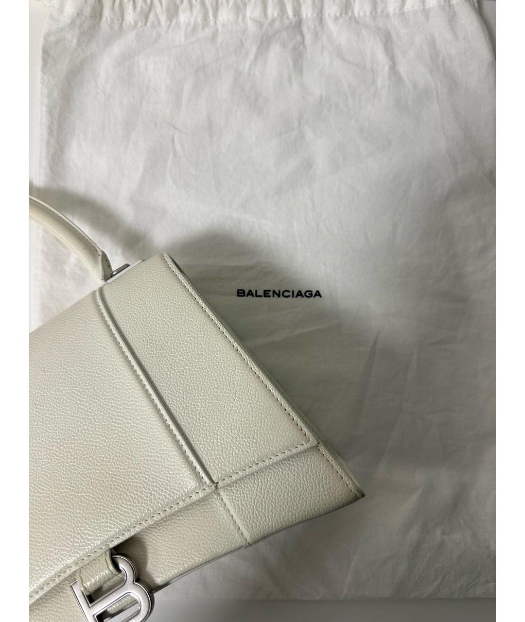 BALENCIAGA Белая кожаная сумка с короткими ручками, фото 7