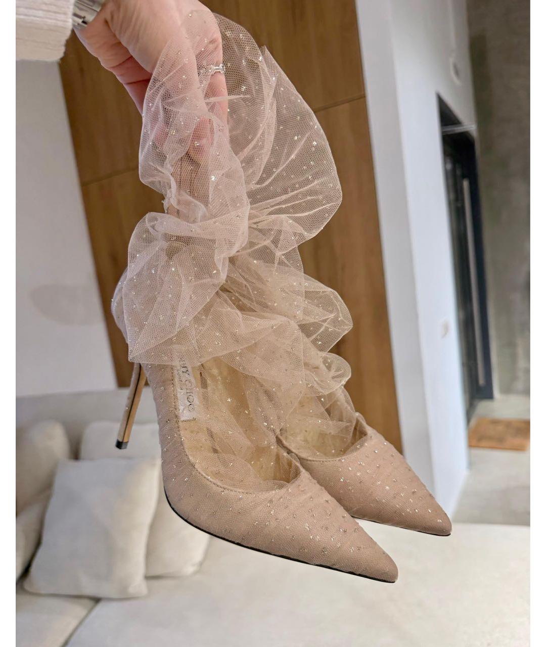 JIMMY CHOO Бежевые текстильные туфли, фото 2