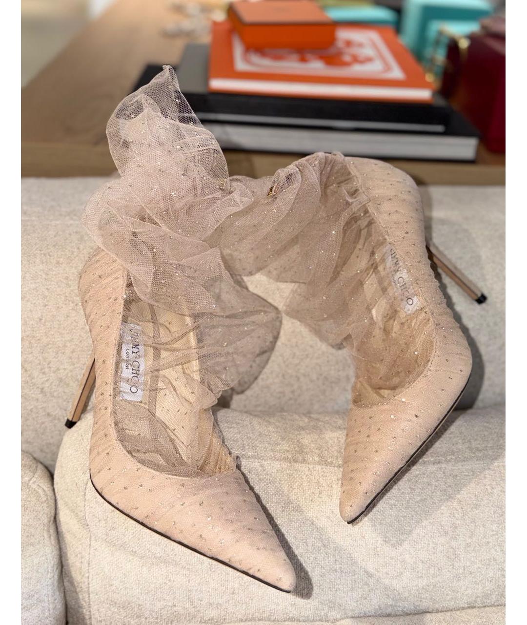JIMMY CHOO Бежевые текстильные туфли, фото 4