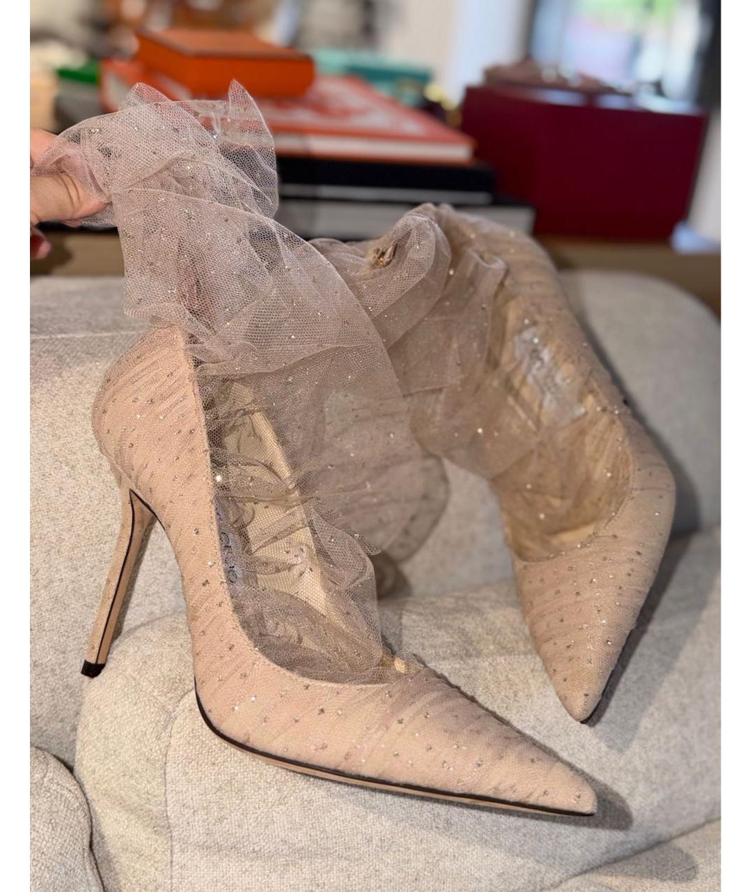 JIMMY CHOO Бежевые текстильные туфли, фото 3