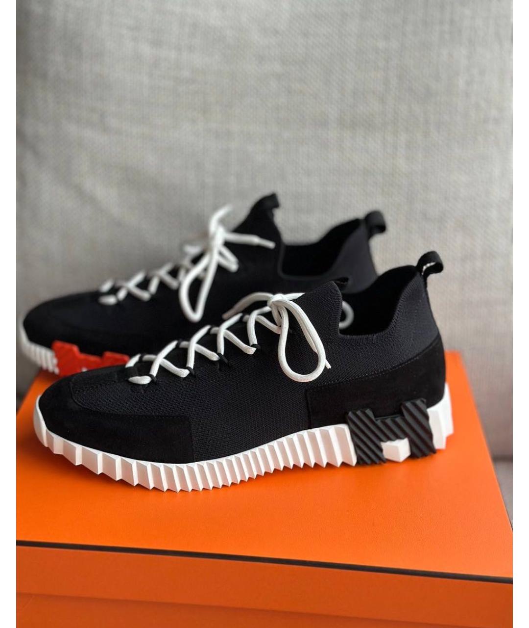 HERMES Черные текстильные низкие кроссовки / кеды, фото 4