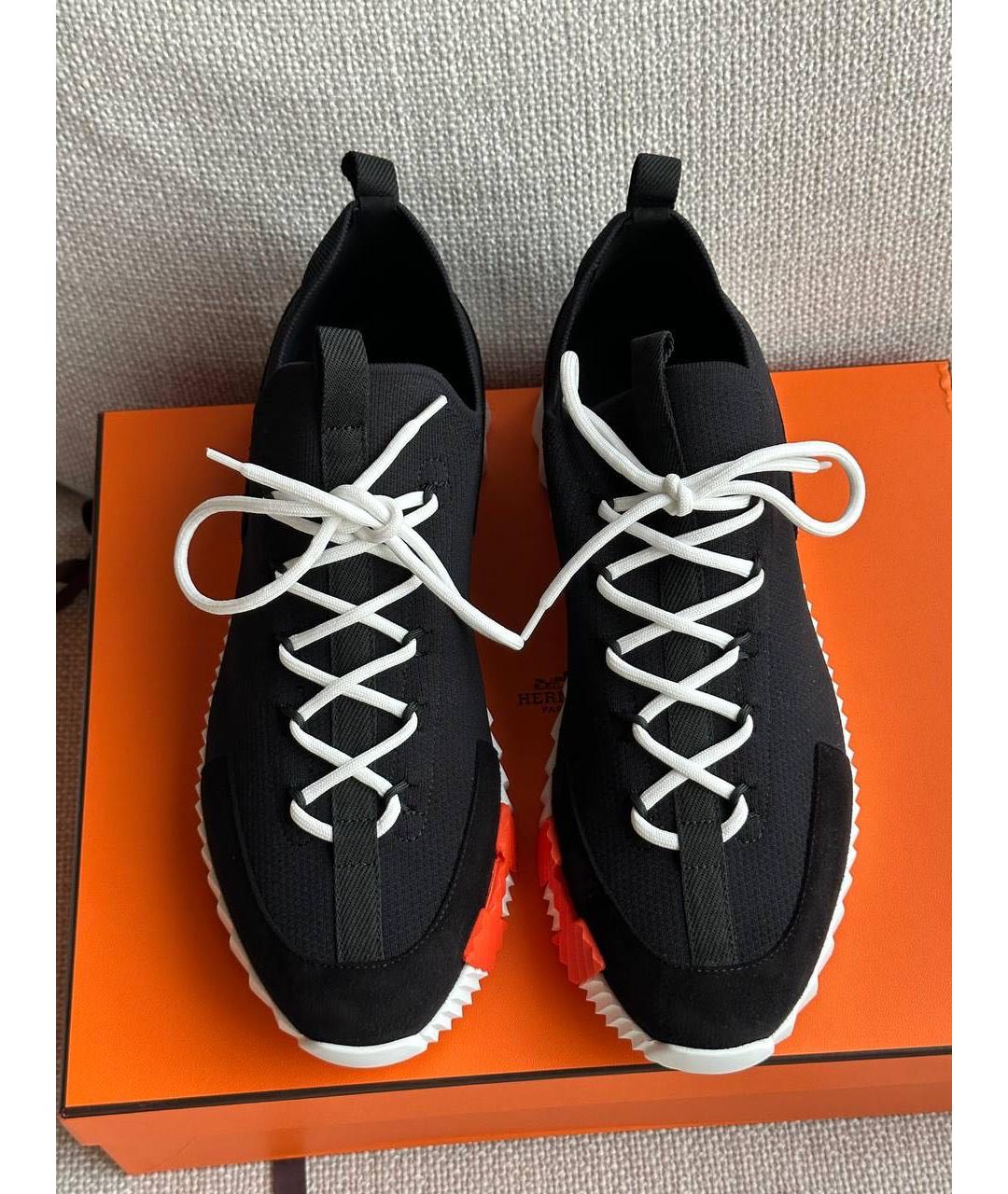 HERMES Черные текстильные низкие кроссовки / кеды, фото 3