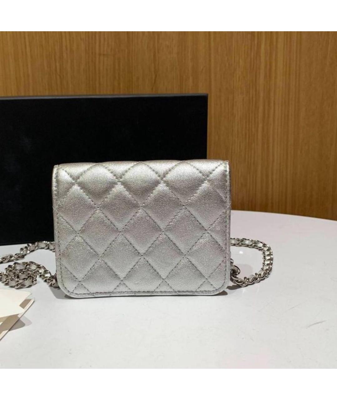 CHANEL Серебряная кожаная сумка через плечо, фото 3