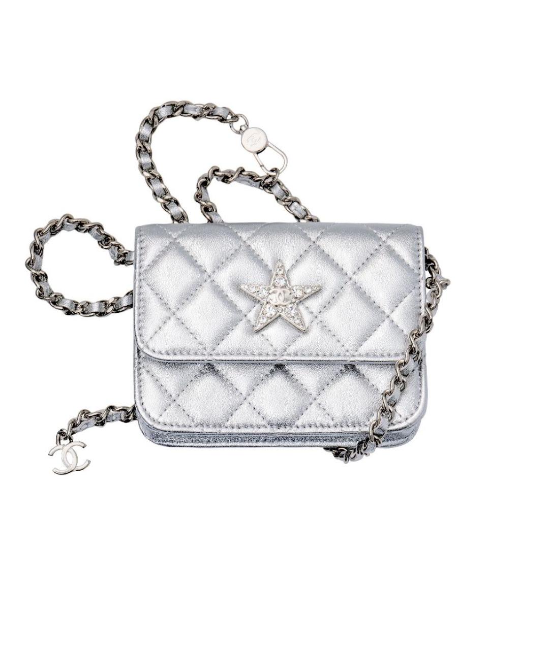 CHANEL Серебряная кожаная сумка через плечо, фото 5
