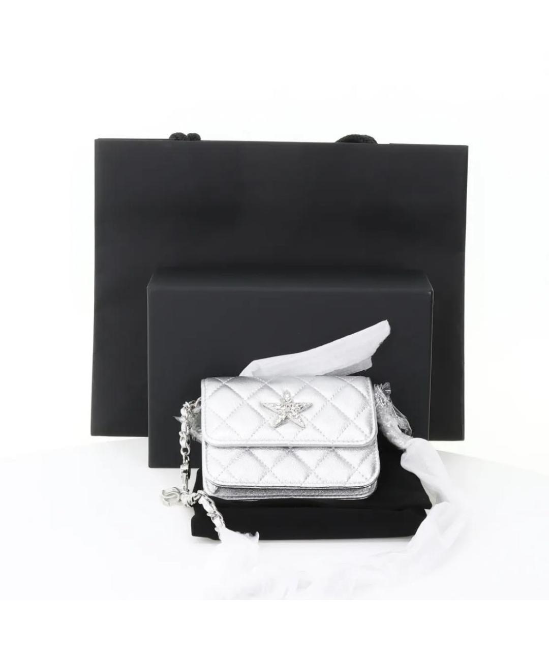 CHANEL Серебряная кожаная сумка через плечо, фото 4