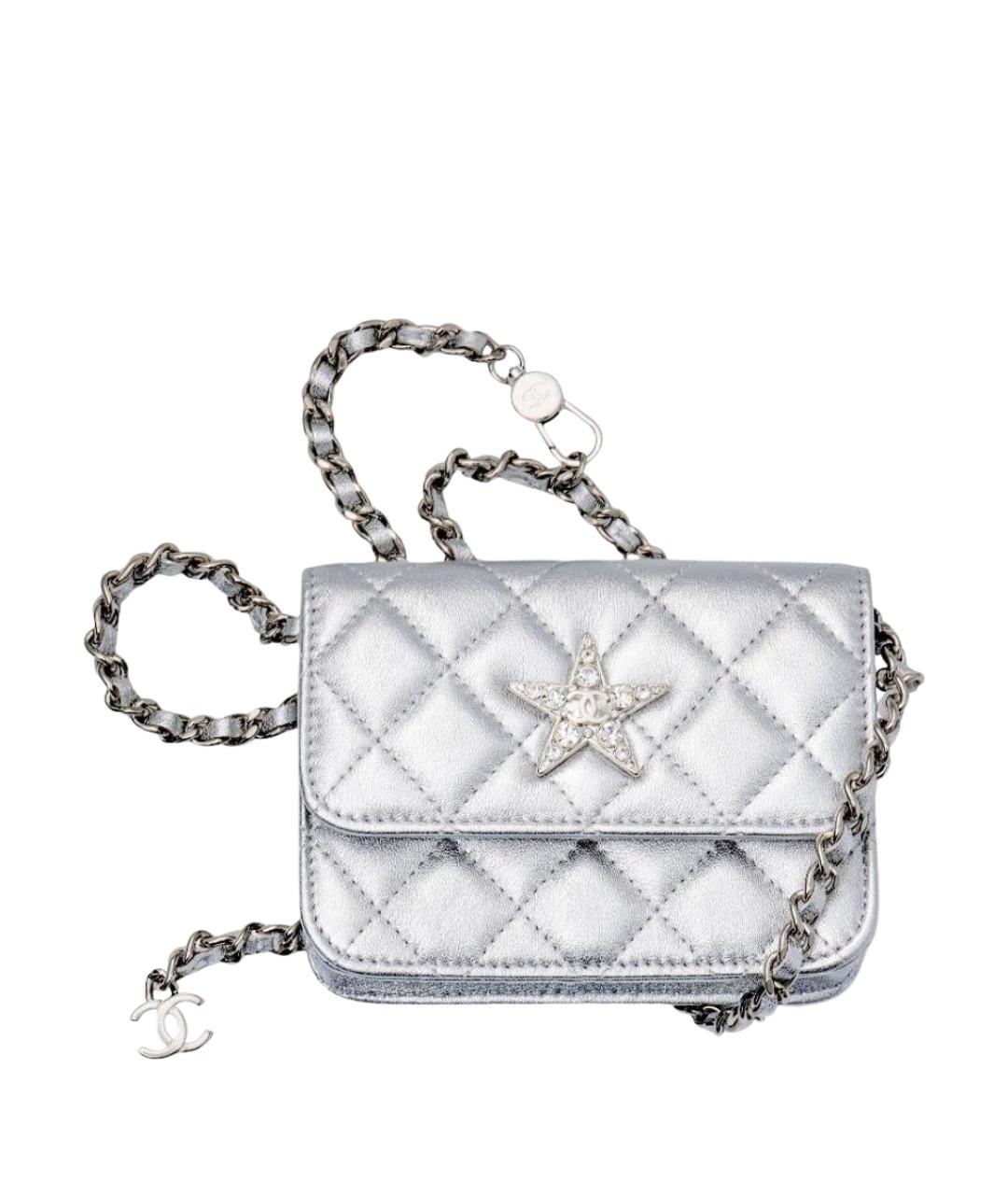 CHANEL Серебряная кожаная сумка через плечо, фото 1
