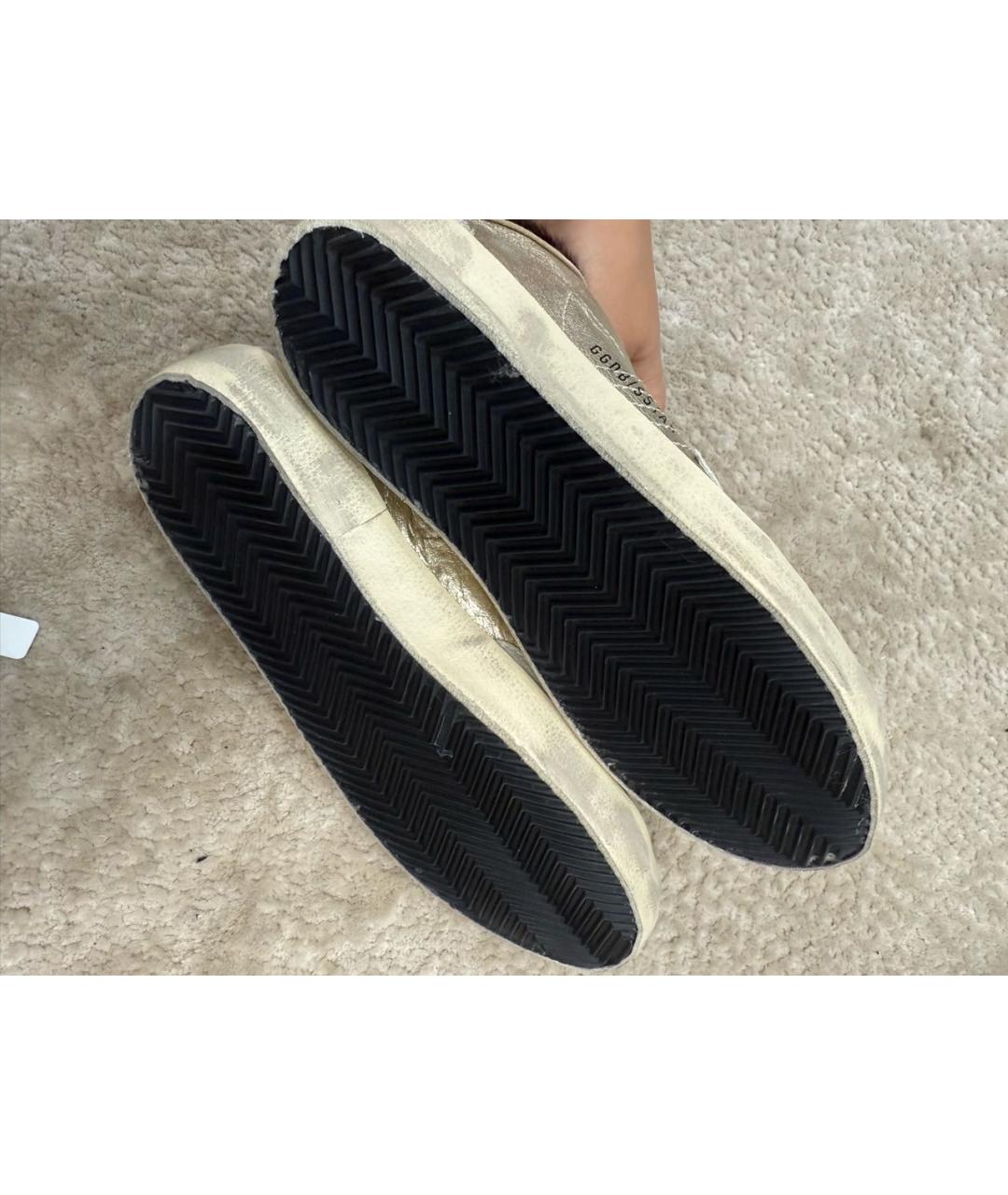 GOLDEN GOOSE DELUXE BRAND Золотые кожаные кеды, фото 4