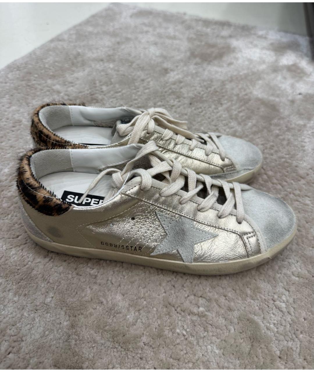 GOLDEN GOOSE DELUXE BRAND Золотые кожаные кеды, фото 5