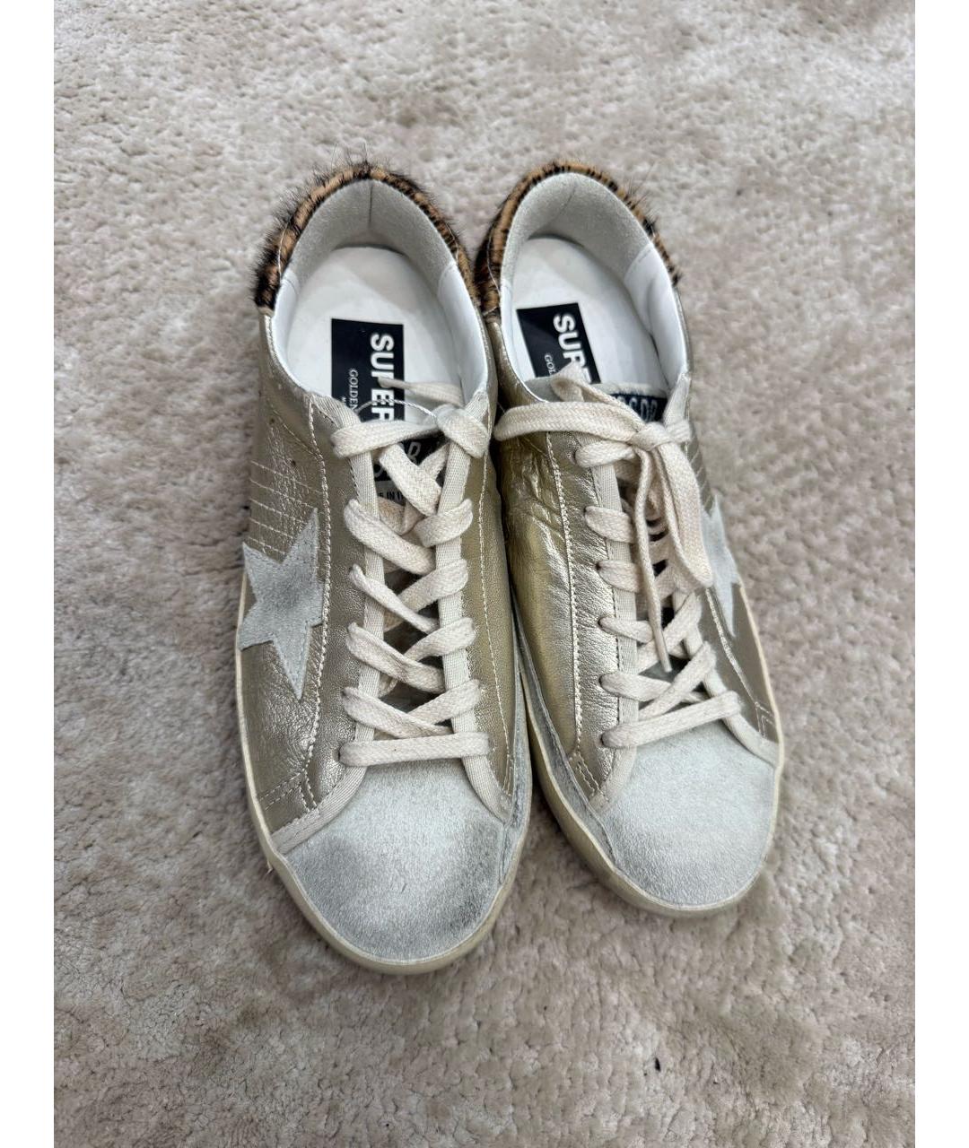 GOLDEN GOOSE DELUXE BRAND Золотые кожаные кеды, фото 3