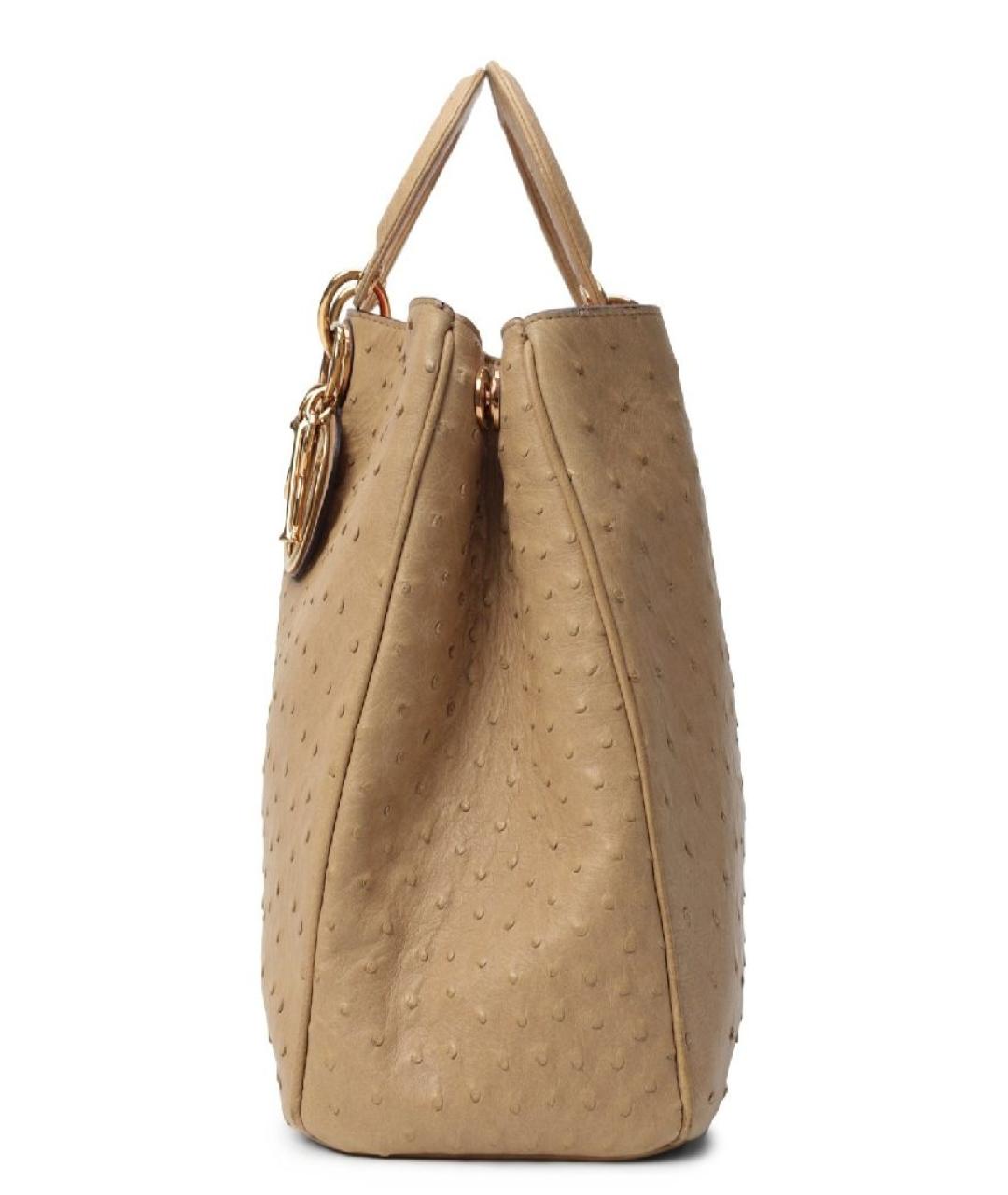 CHRISTIAN DIOR Бежевая сумка с короткими ручками из экзотической кожи, фото 3