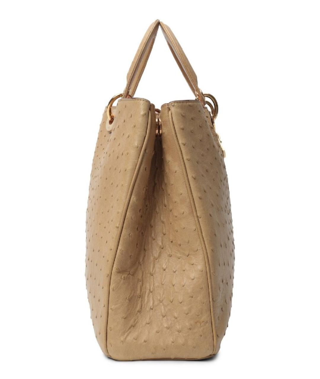 CHRISTIAN DIOR Бежевая сумка с короткими ручками из экзотической кожи, фото 4