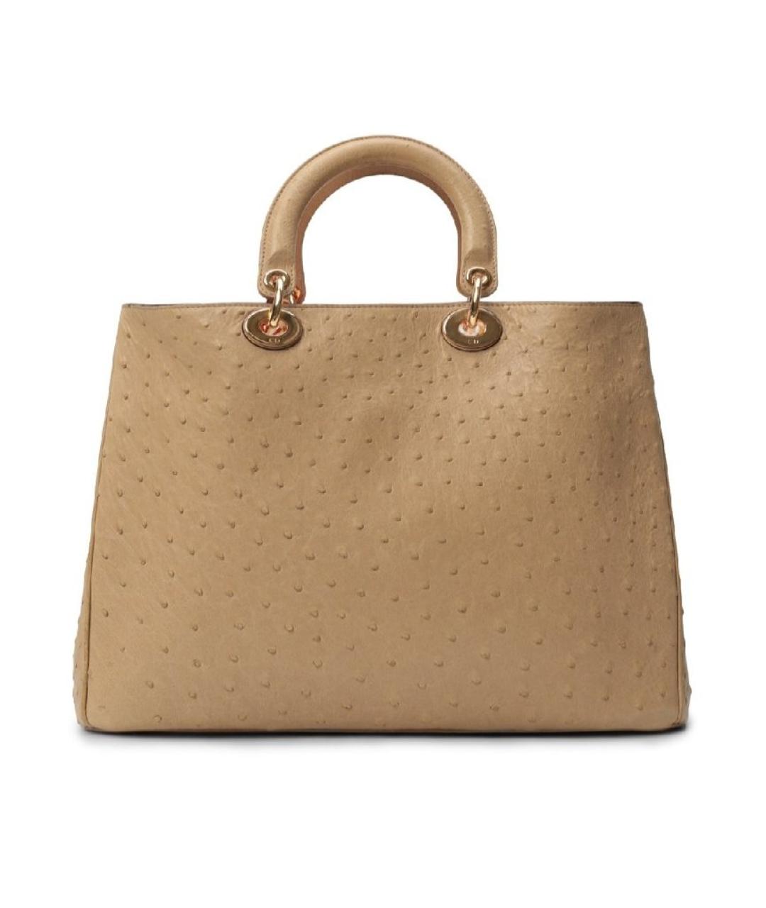 CHRISTIAN DIOR Бежевая сумка с короткими ручками из экзотической кожи, фото 2